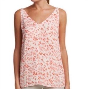 CAbi Vibrant Coral and Cream Animal Print Camisole